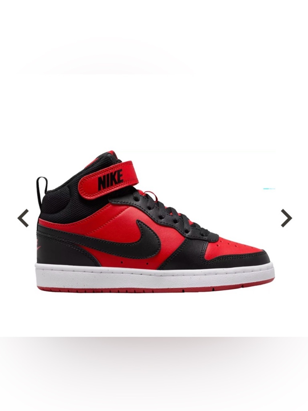 Nike Kids Black and Red Mid-Top Sneaker with Strap